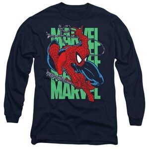 Spider-Man Unisex Adult Wall Crawling T-Shirt / Navy